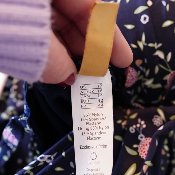 ONSHORE NAVY BLUE FLORAL ONE PIECE RUCHED SWIMSUIT - Picture 6 of 6